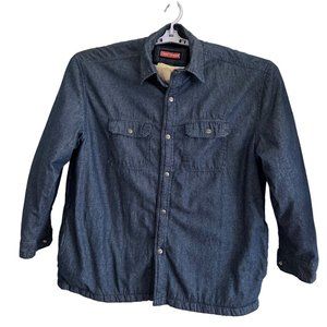 Craftsman Sherpa Lined Men's Shirt Jacket Denim Blue Shacket SZ XL Snap Front